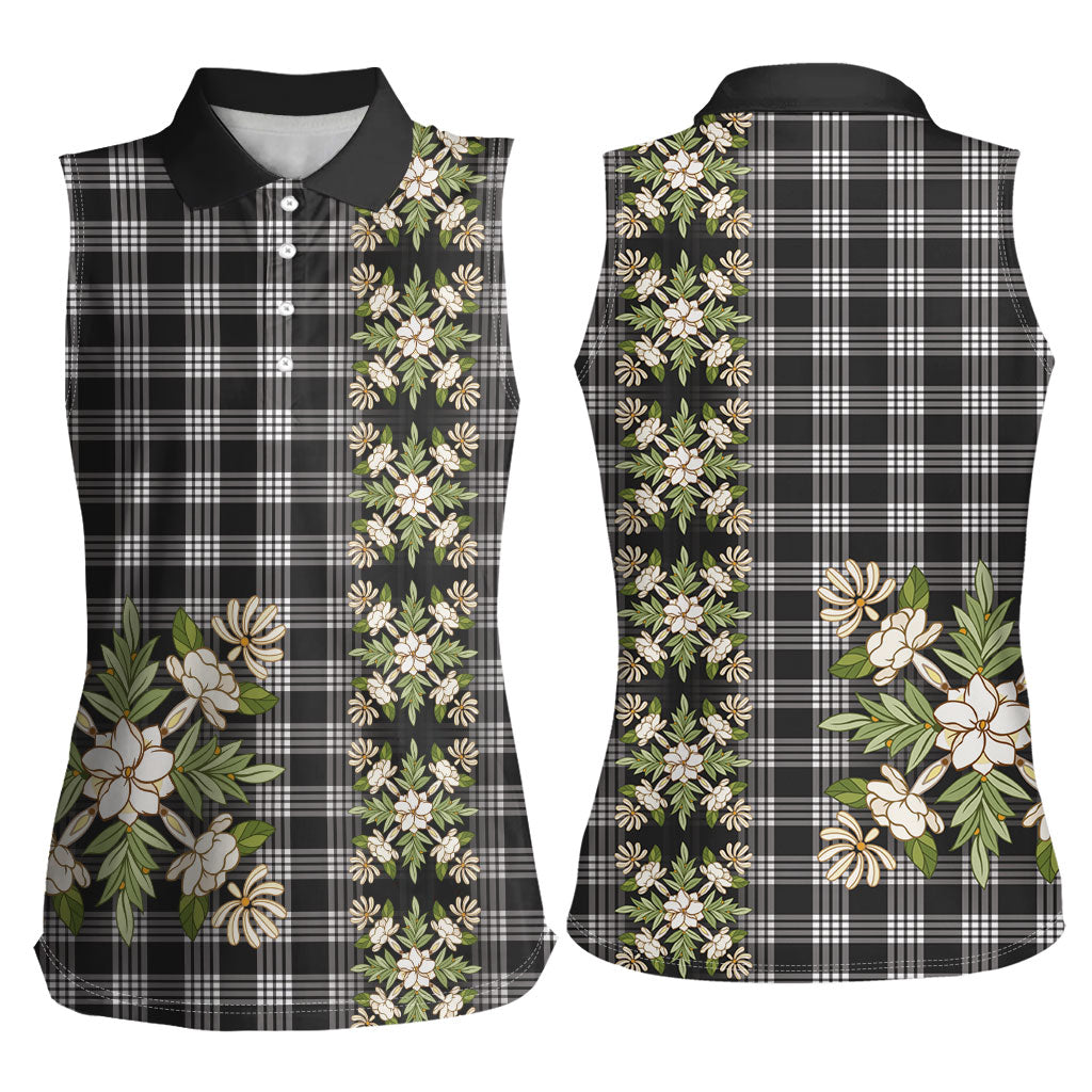 Pauli Hawai'i Palaka Squares Maile Leaf Women Sleeveless Polo Shirt Flowers Hawaiian Quilt Patterns