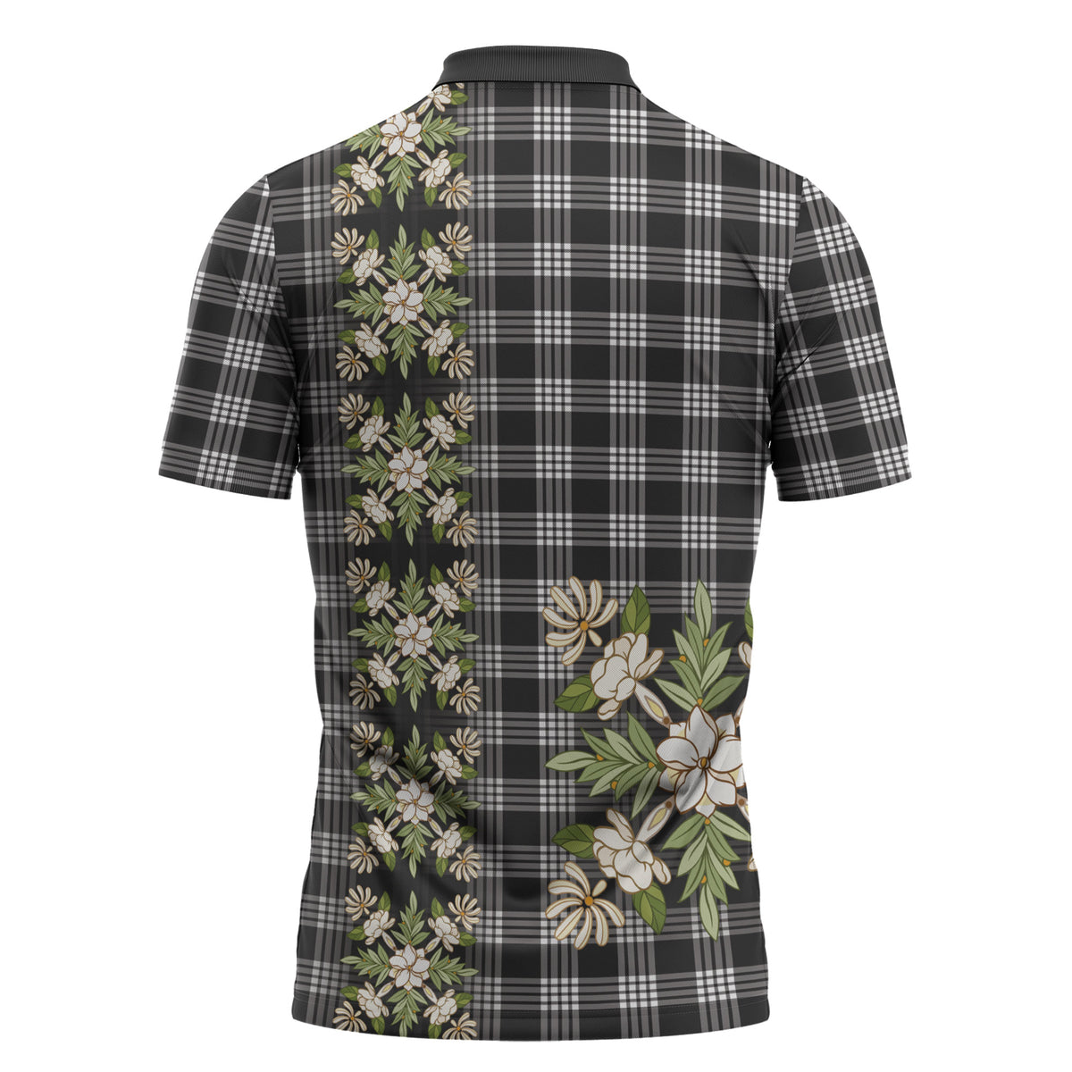 Pauli Hawai'i Palaka Squares Maile Leaf Zipper Polo Shirt Flowers Hawaiian Quilt Patterns