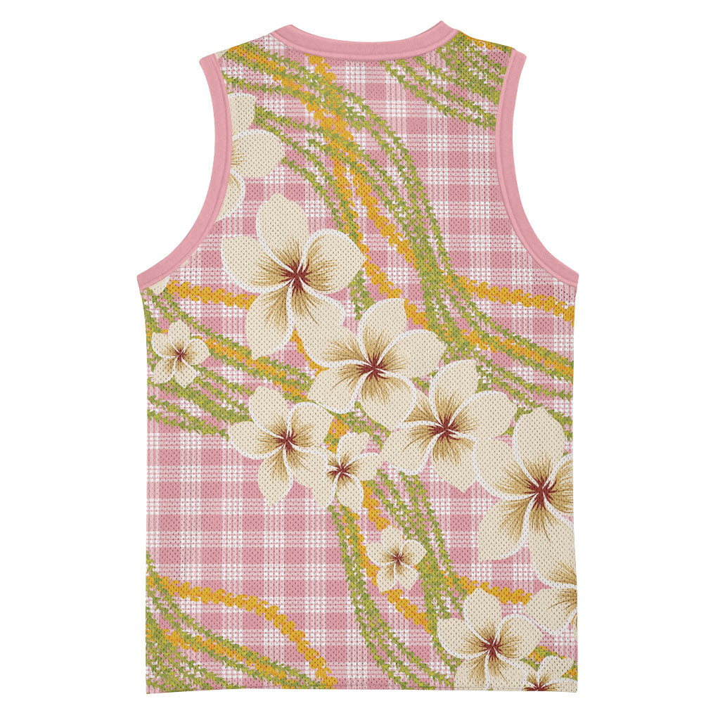 Akala Hamele Palaka Plumeria Basketball Jersey Puakenikeni and Maile Lei