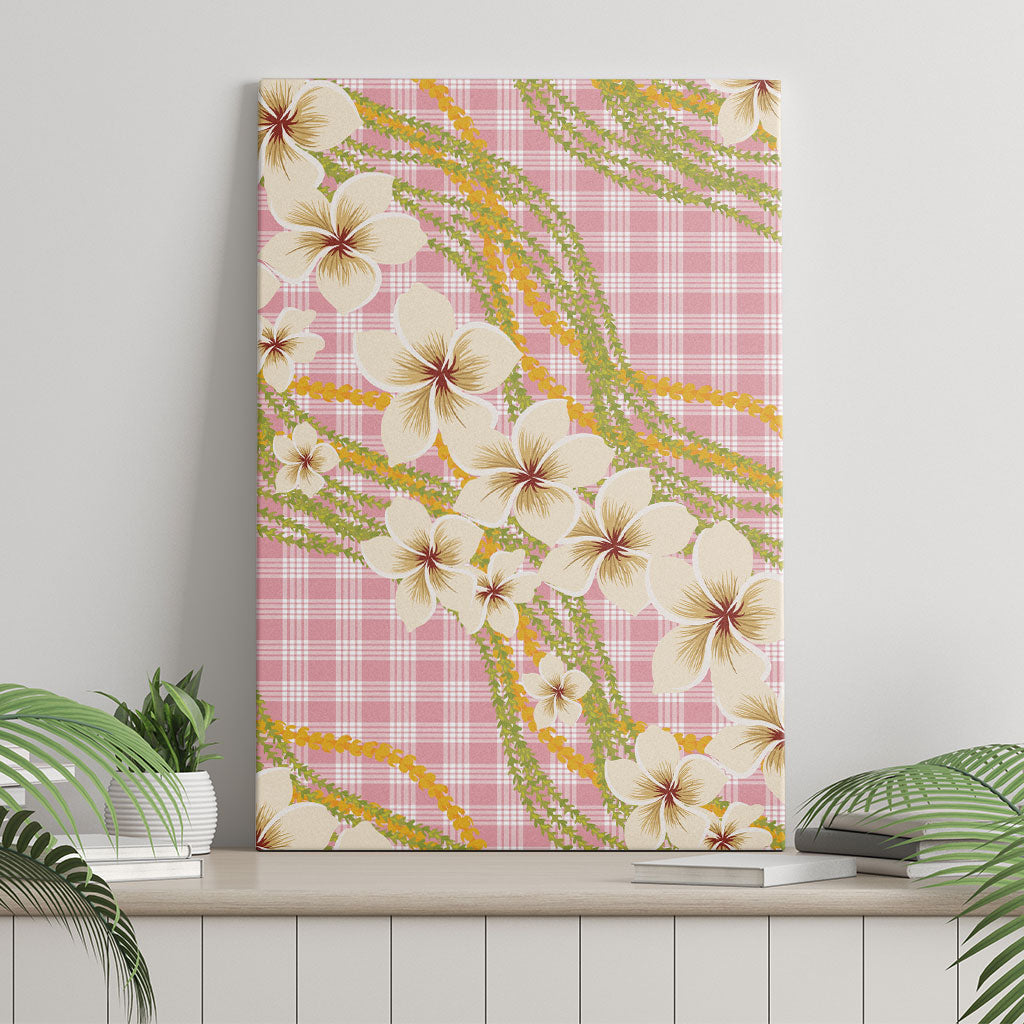 Akala Hamele Palaka Plumeria Canvas Wall Art Puakenikeni and Maile Lei