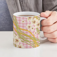 Akala Hamele Palaka Plumeria Ceramic Mug Puakenikeni and Maile Lei
