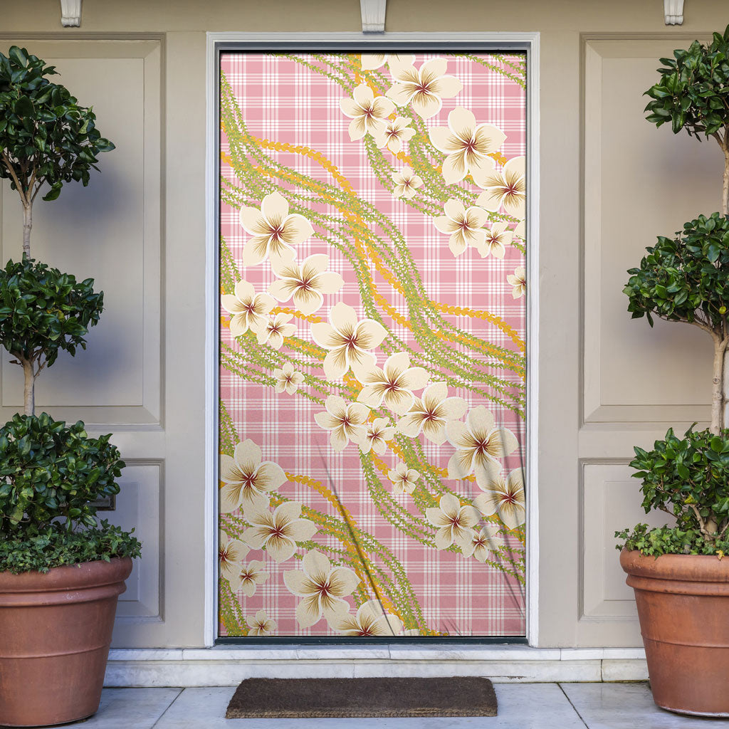 Akala Hamele Palaka Plumeria Door Cover Puakenikeni and Maile Lei