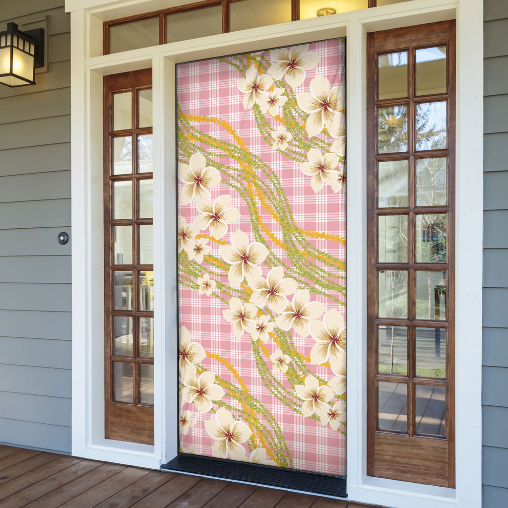 Akala Hamele Palaka Plumeria Door Cover Puakenikeni and Maile Lei