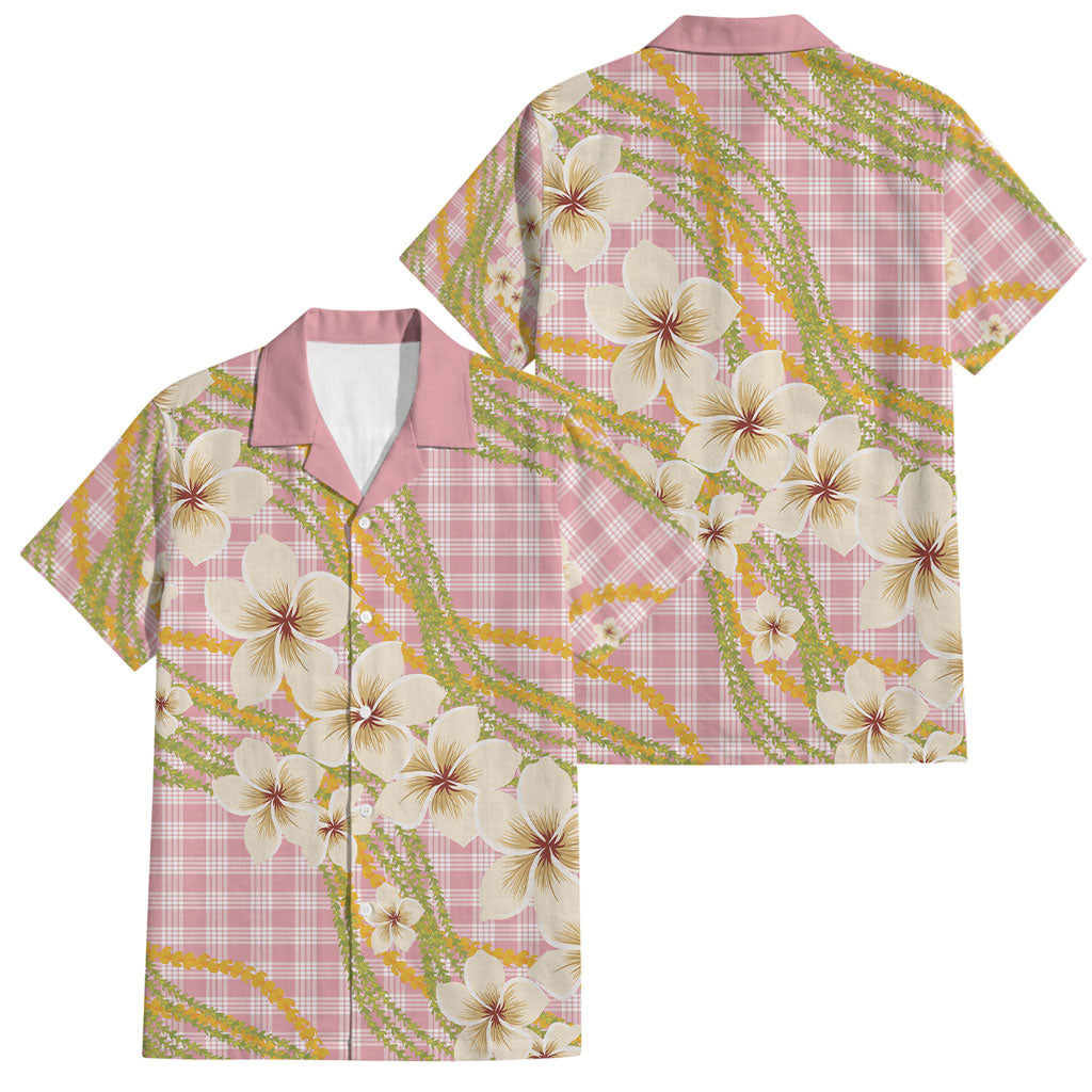 Akala Hamele Palaka Plumeria Family Matching Long Sleeve Bodycon Dress and Hawaiian Shirt Puakenikeni and Maile Lei
