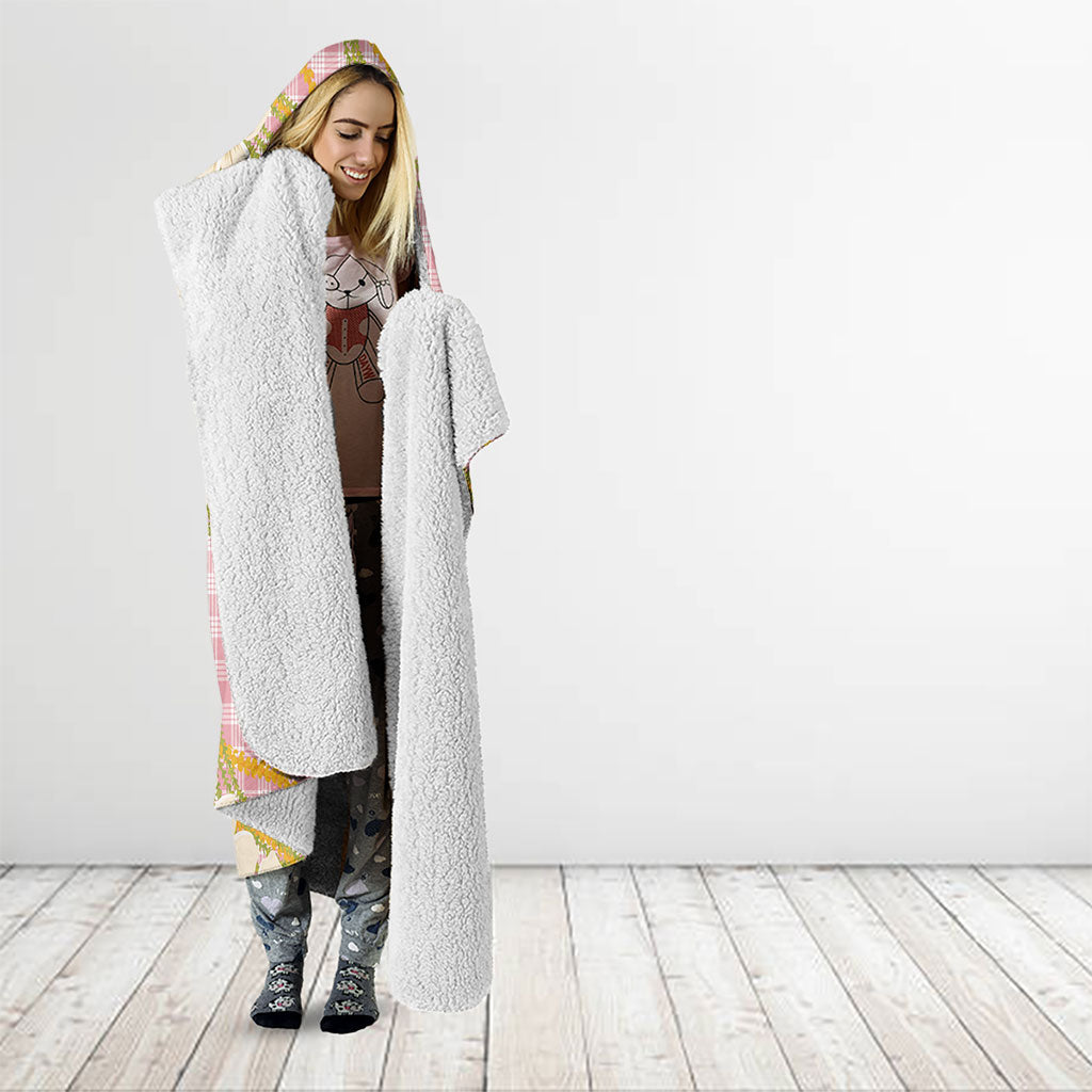 Akala Hamele Palaka Plumeria Hooded Blanket Puakenikeni and Maile Lei