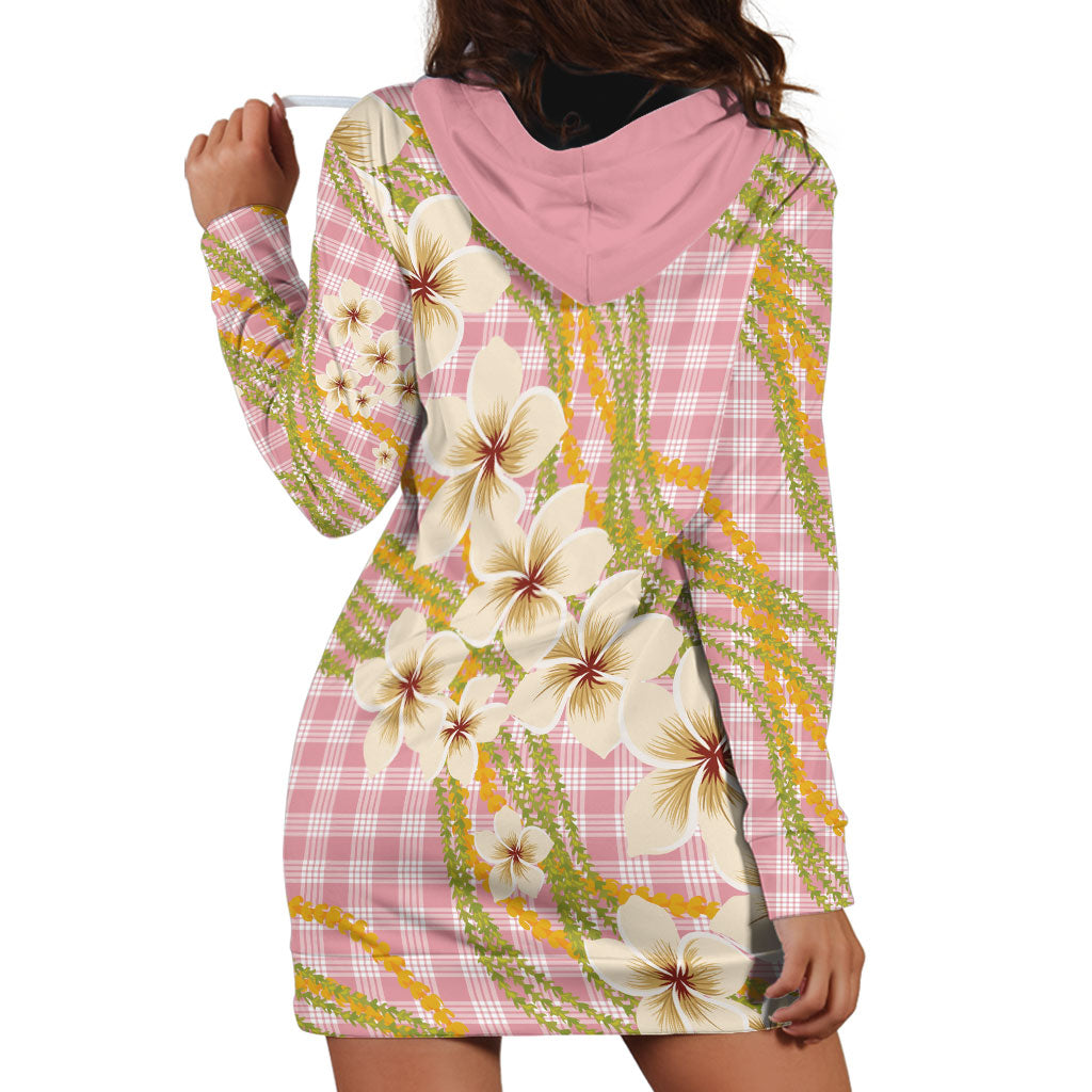 Akala Hamele Palaka Plumeria Hoodie Dress Puakenikeni and Maile Lei