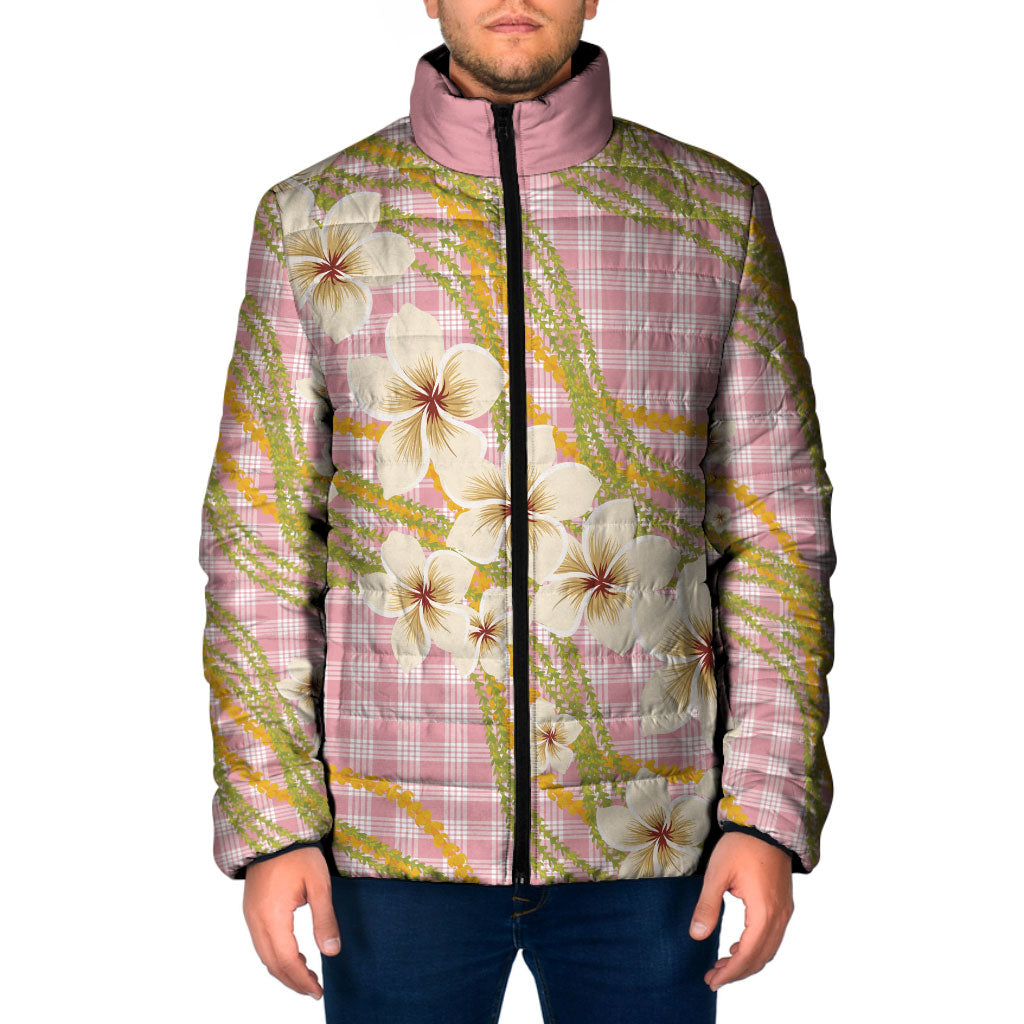 Akala Hamele Palaka Plumeria Padded Jacket Puakenikeni and Maile Lei