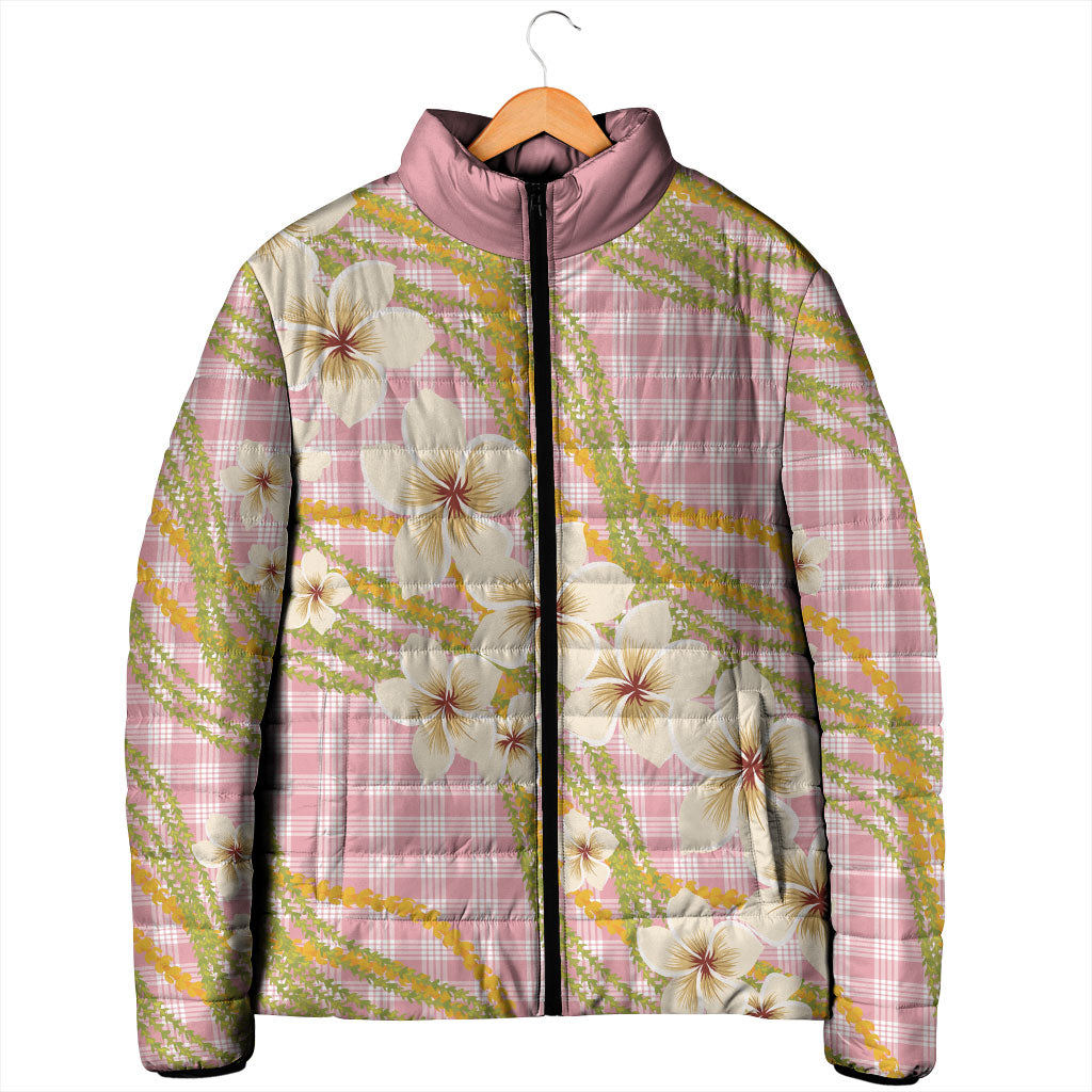 Akala Hamele Palaka Plumeria Padded Jacket Puakenikeni and Maile Lei
