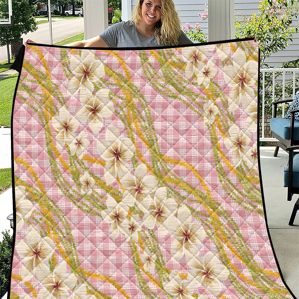 Akala Hamele Palaka Plumeria Quilt Puakenikeni and Maile Lei LT9 Dusty Rose - Polynesian Pride