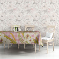 Akala Hamele Palaka Plumeria Tablecloth Puakenikeni and Maile Lei