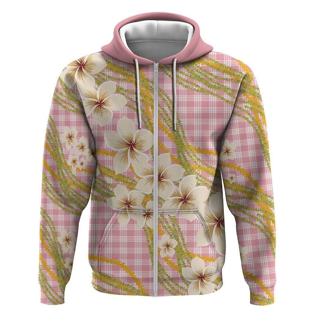 Akala Hamele Palaka Plumeria Zip Hoodie Puakenikeni and Maile Lei