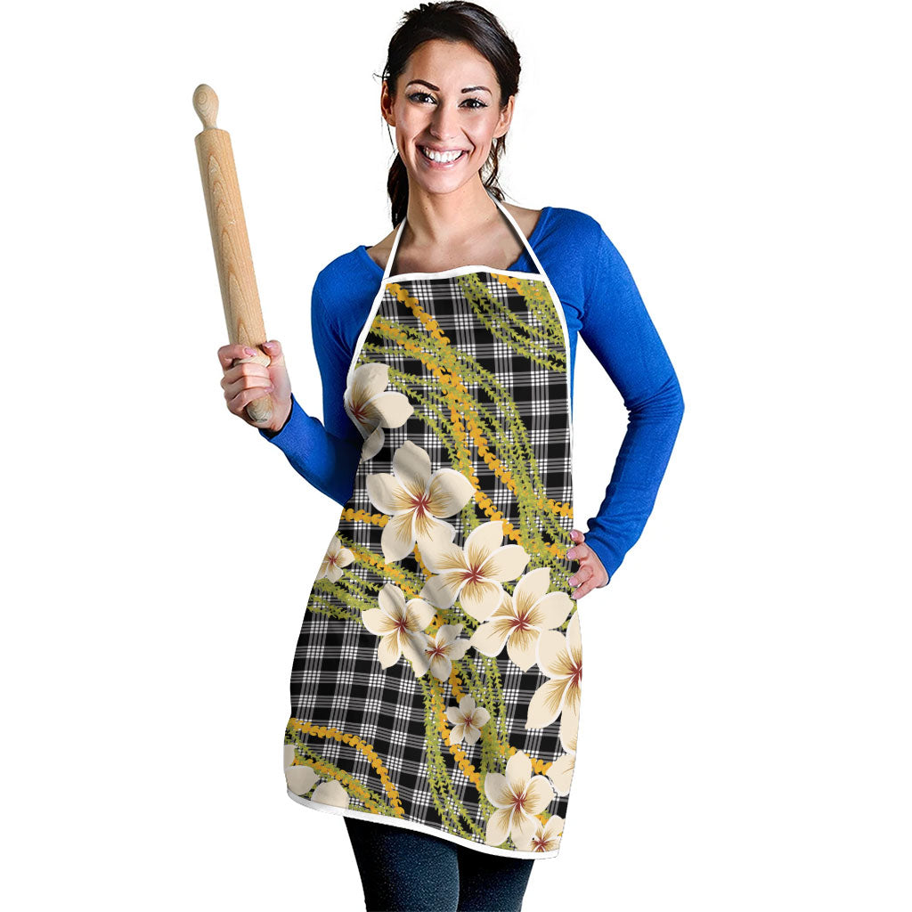 Ele'ele Hawai'i Palaka Plumeria Apron Puakenikeni and Maile Lei