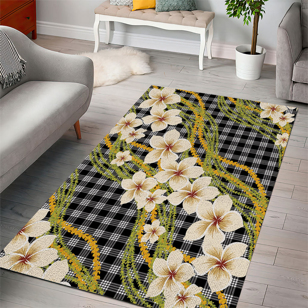 Ele'ele Hawai'i Palaka Plumeria Area Rug Puakenikeni and Maile Lei