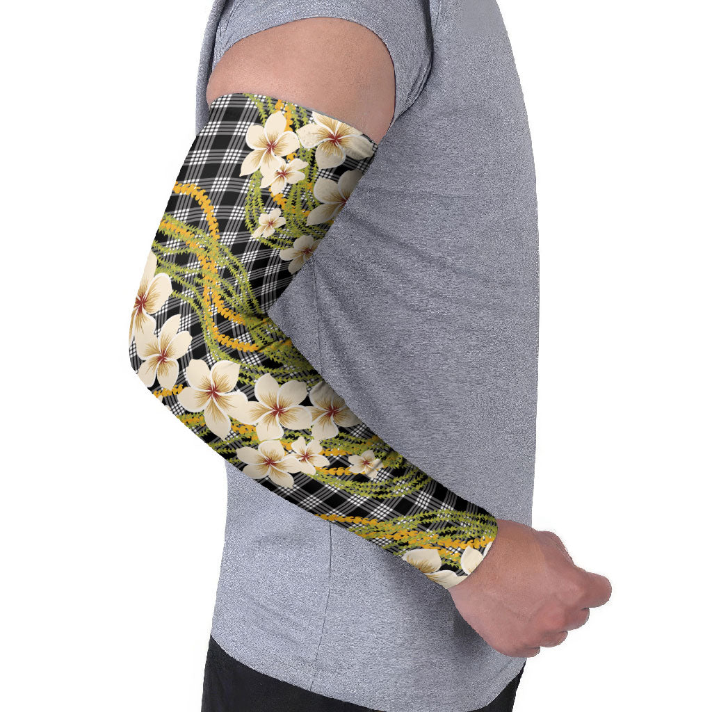 Ele'ele Hawai'i Palaka Plumeria Arm Sleeves Puakenikeni and Maile Lei