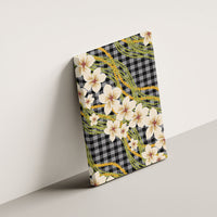 Ele'ele Hawai'i Palaka Plumeria Canvas Wall Art Puakenikeni and Maile Lei