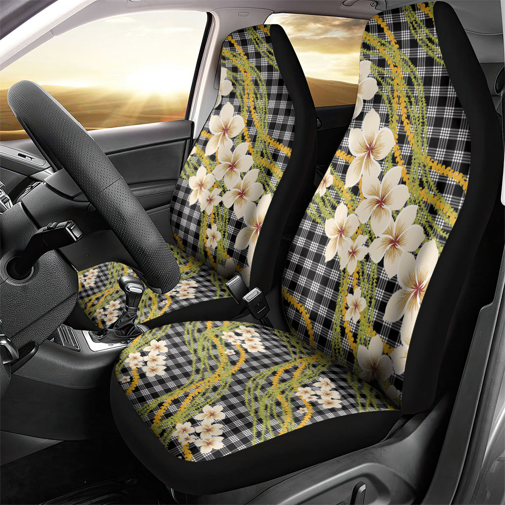 Ele'ele Hawai'i Palaka Plumeria Car Seat Cover Puakenikeni and Maile Lei