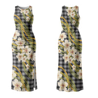 Ele'ele Hawai'i Palaka Plumeria Couples Matching Tank Maxi Dress and Long Sleeve Button Shirt Puakenikeni and Maile Lei