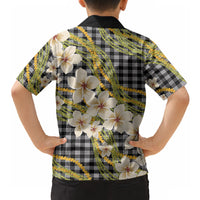 Ele'ele Hawai'i Palaka Plumeria Hawaiian Shirt Puakenikeni and Maile Lei