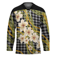 Ele'ele Hawai'i Palaka Plumeria Hockey Jersey Puakenikeni and Maile Lei
