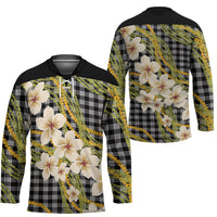 Ele'ele Hawai'i Palaka Plumeria Hockey Jersey Puakenikeni and Maile Lei