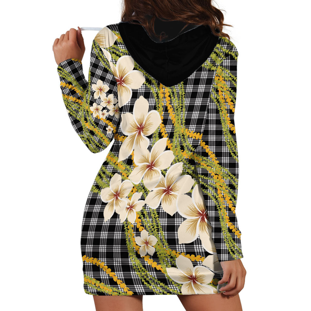 Ele'ele Hawai'i Palaka Plumeria Hoodie Dress Puakenikeni and Maile Lei
