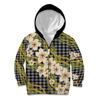 Ele'ele Hawai'i Palaka Plumeria Kid Hoodie Puakenikeni and Maile Lei