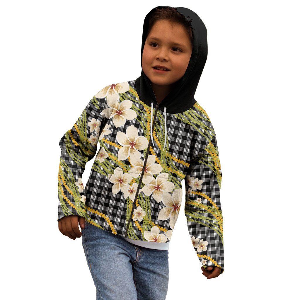 Ele'ele Hawai'i Palaka Plumeria Kid Hoodie Puakenikeni and Maile Lei