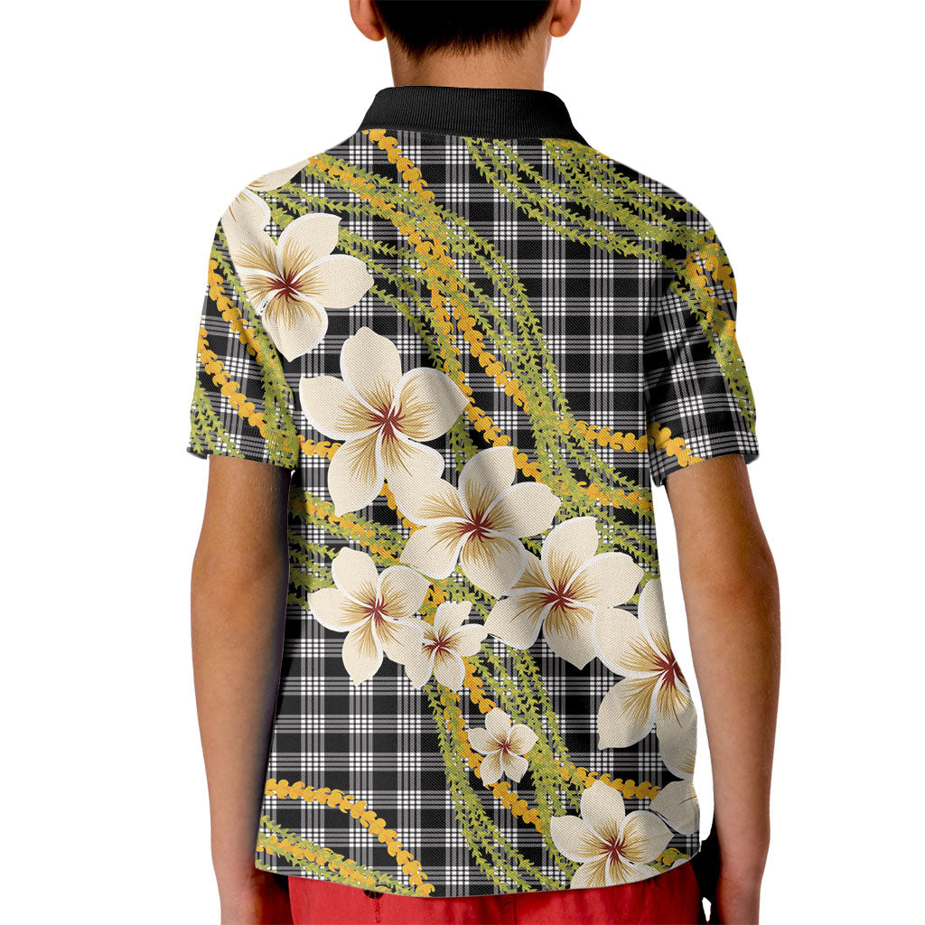 Ele'ele Hawai'i Palaka Plumeria Kid Polo Shirt Puakenikeni and Maile Lei