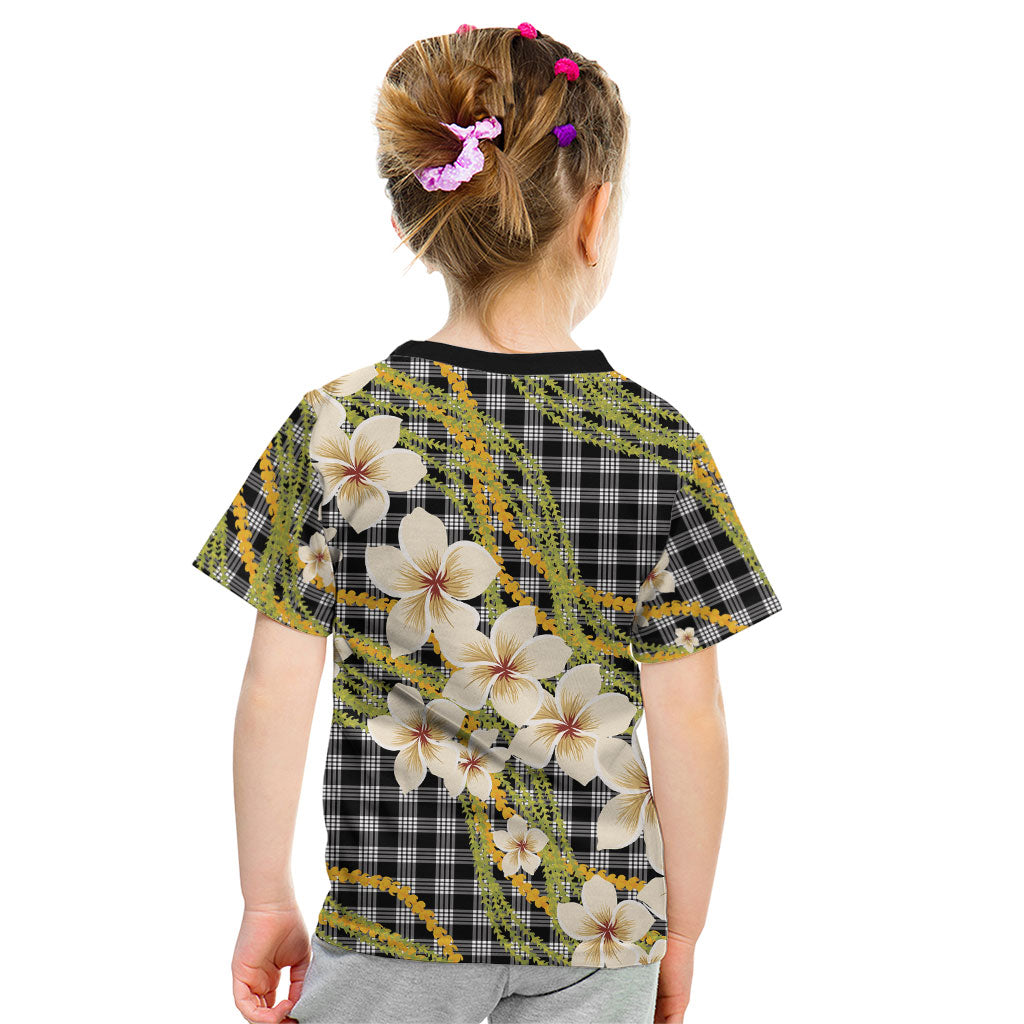 Ele'ele Hawai'i Palaka Plumeria Kid T Shirt Puakenikeni and Maile Lei
