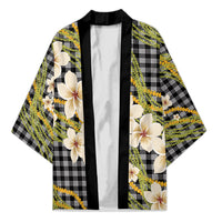 Ele'ele Hawai'i Palaka Plumeria Kimono Puakenikeni and Maile Lei