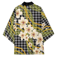 Ele'ele Hawai'i Palaka Plumeria Kimono Puakenikeni and Maile Lei