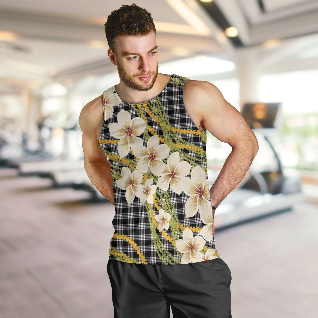 Ele'ele Hawai'i Palaka Plumeria Men Tank Top Puakenikeni and Maile Lei