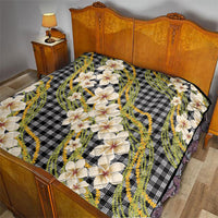 Ele'ele Hawai'i Palaka Plumeria Quilt Puakenikeni and Maile Lei