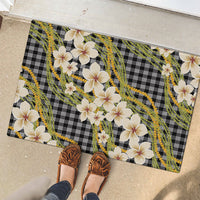 Ele'ele Hawai'i Palaka Plumeria Rubber Doormat Puakenikeni and Maile Lei