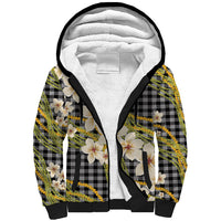 Ele'ele Hawai'i Palaka Plumeria Sherpa Hoodie Puakenikeni and Maile Lei