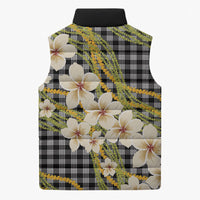Ele'ele Hawai'i Palaka Plumeria Sleeveless Puffer Jacket Puakenikeni and Maile Lei