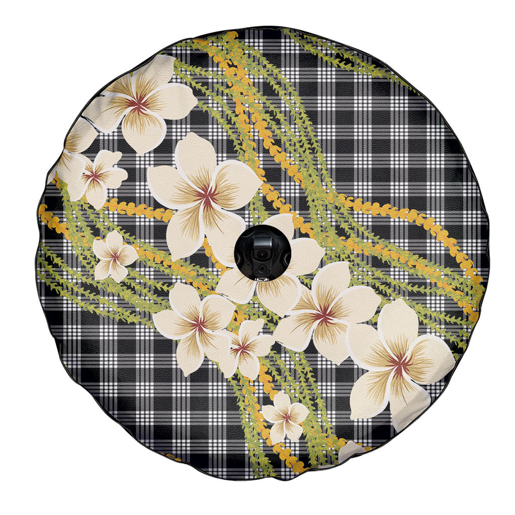 Ele'ele Hawai'i Palaka Plumeria Spare Tire Cover Puakenikeni and Maile Lei