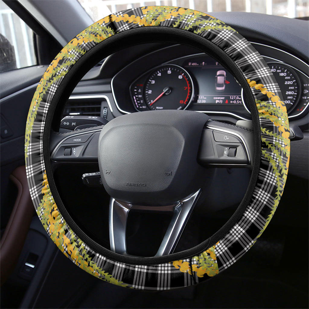 Ele'ele Hawai'i Palaka Plumeria Steering Wheel Cover Puakenikeni and Maile Lei