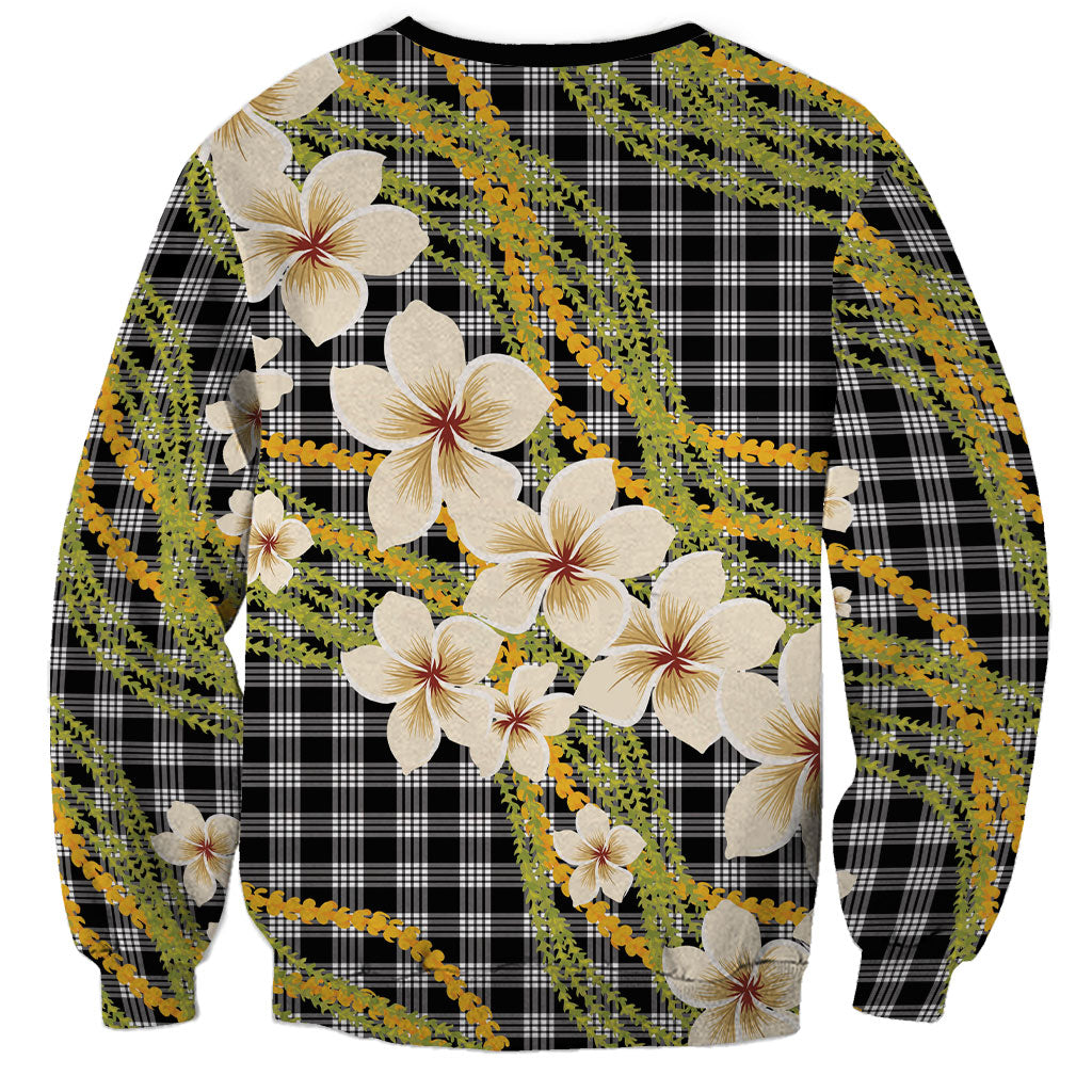 Ele'ele Hawai'i Palaka Plumeria Sweatshirt Puakenikeni and Maile Lei