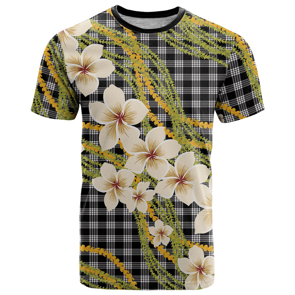 Ele'ele Hawai'i Palaka Plumeria T Shirt Puakenikeni and Maile Lei