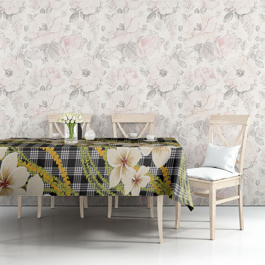 Ele'ele Hawai'i Palaka Plumeria Tablecloth Puakenikeni and Maile Lei
