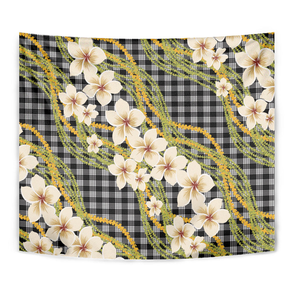 Ele'ele Hawai'i Palaka Plumeria Tapestry Puakenikeni and Maile Lei