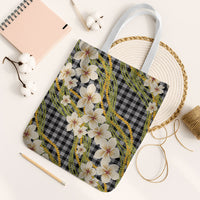 Ele'ele Hawai'i Palaka Plumeria Tote Bag Puakenikeni and Maile Lei