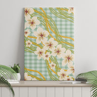 Liko Kukui Hawai'i Palaka Plumeria Canvas Wall Art Puakenikeni and Maile Lei
