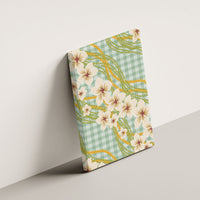 Liko Kukui Hawai'i Palaka Plumeria Canvas Wall Art Puakenikeni and Maile Lei
