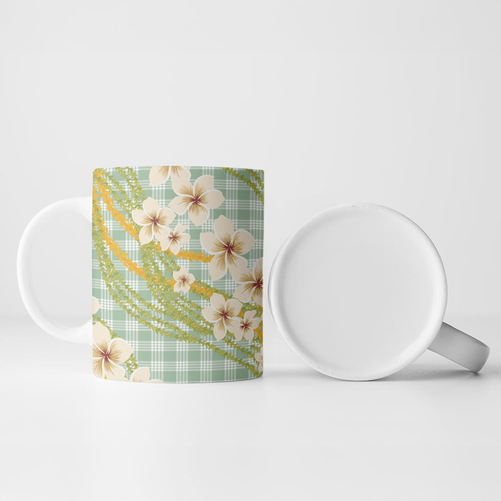 Liko Kukui Hawai'i Palaka Plumeria Ceramic Mug Puakenikeni and Maile Lei