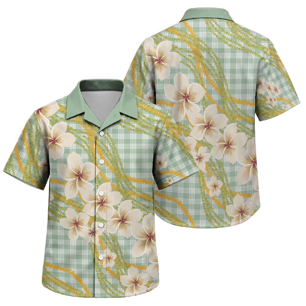 Liko Kukui Hawai'i Palaka Plumeria Family Matching Summer Maxi Dress and Hawaiian Shirt Puakenikeni and Maile Lei