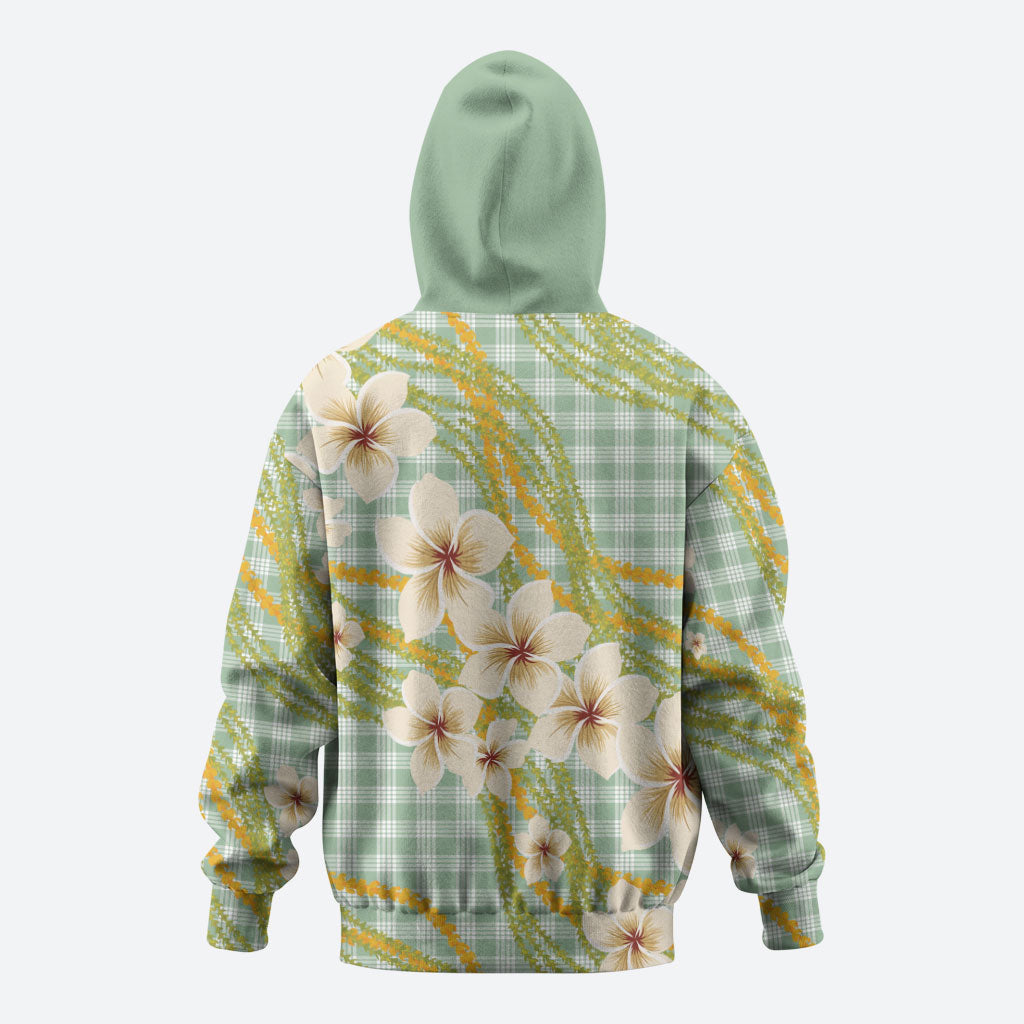 Liko Kukui Hawai'i Palaka Plumeria Hoodie Puakenikeni and Maile Lei