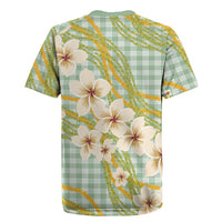 Liko Kukui Hawai'i Palaka Plumeria Rugby Jersey Puakenikeni and Maile Lei