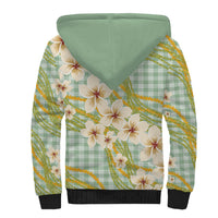 Liko Kukui Hawai'i Palaka Plumeria Sherpa Hoodie Puakenikeni and Maile Lei